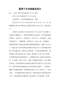 医师下乡自我鉴定范文