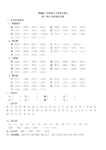 部编版一年级语文下册各单元复习要点