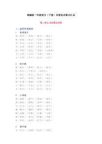 部编版一年级语文下册全册知识要点汇总
