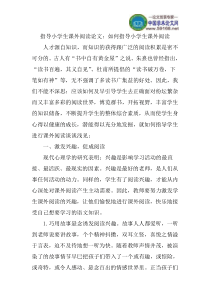 指导小学生课外阅读论文：如何指导小学生课外阅读