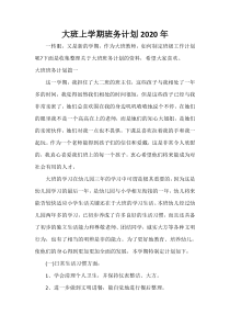 -大班上学期班务计划2020年