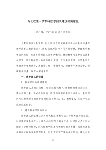 西北政法大学本科教学团队建设实施意见