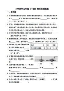 教科版小学科学五年级下复习题库