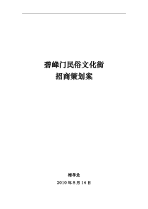 碧峰门民俗文化街招商策划案