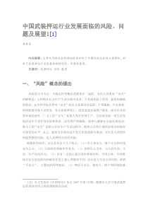 中国武装押运行业发展面临的风险、问题及展望
