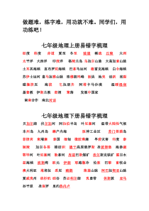 初中地理中考易错字梳理