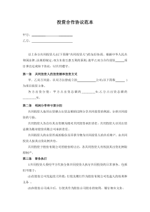 某项目投资合作方案模板