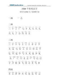 3500个常用汉字(笔画顺序)