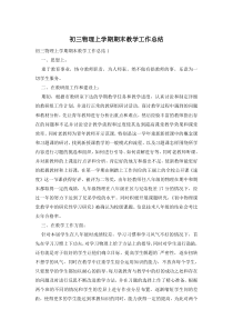 初三物理上学期期末教学工作总结