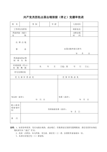 共产党员因私出国出境保留(停止)党籍审批表