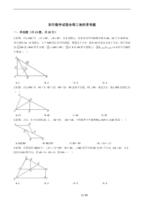 初中数学试卷全等三角形常考题