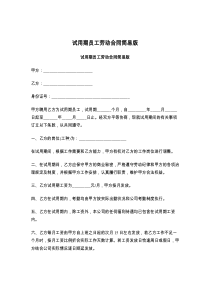 试用期员工劳动合同简易版