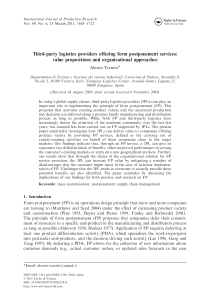 threepartylogisticspostponement物流管理相关论文