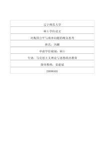 对我国公平与效率问题的现实思考