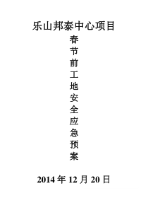 春节前安全应急预案