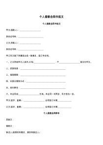 个人借款合同书范文