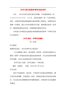 2020浙江各地中考语文作文及点评
