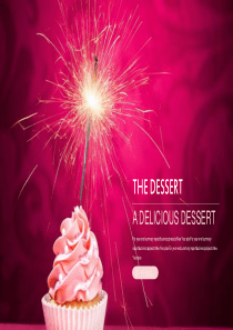 粉色冰激凌甜点背景的美食PPT模板