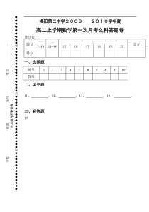 09-10高二上月考1（文）答卷