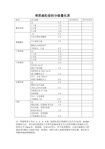 骨质疏松症状分级量化表