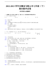 安徽省马鞍山市2012-2013年七年级下期末数学试卷(解析版)