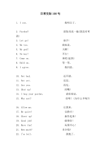 100句英语日常交际用语