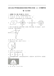 武汉市部分学校2016届九年级上月考试卷(12月)含答案解析