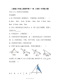 人教版八年级上册数学第十一章-三角形-专项练习题(含答案)
