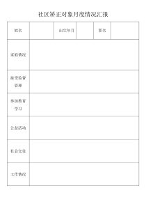 社区矫正对象月度情况汇报