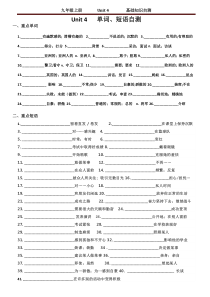 人教版英语九年级--Unit-4---单词+短语自测(含答案)