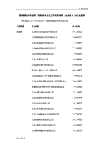 （标准样卷）：高新技术企业调查问卷名单