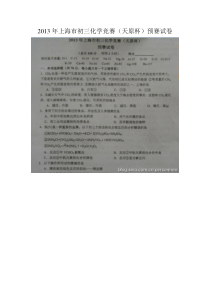 2013年上海市初三化学竞赛(天原杯)预赛试卷及参考答案