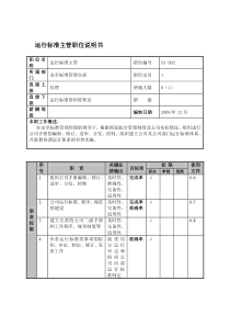 某航空物流公司运行标准主管职位说明书及关键绩效标准