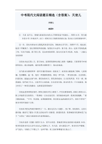 2014年中考语文现代文阅读题目精选（含答案）：天使儿