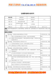 湖北新丰化纤公司物流管理部仓储管理职务说明书