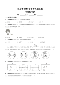 2020年山东中考物理真题分类汇编--电流和电路