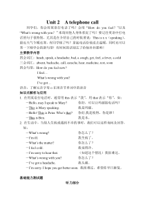 5BUnit 2  A telephone call练习及要点