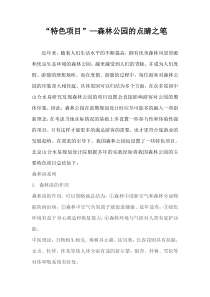 “特色项目”—森林公园的点睛之笔