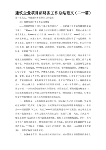 建筑企业项目部财务工作总结范文（二十篇）