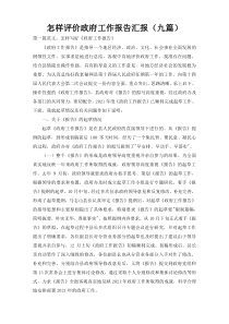 怎样评价政府工作报告汇报（九篇）