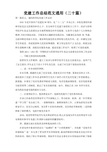 党建工作总结范文通用（二十篇）