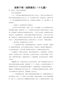 挂职干部（述职报告）（十九篇）