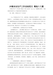乡镇安全生产工作总结范文 精选十八篇