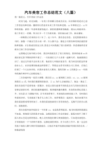 汽车美容工作总结范文（八篇）