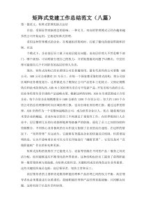 矩阵式党建工作总结范文（八篇）