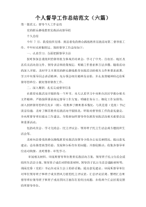 个人督导工作总结范文（六篇）