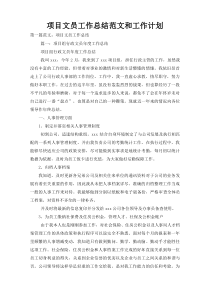 项目文员工作总结范文和工作计划