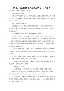水电工试用期工作总结范文（七篇）