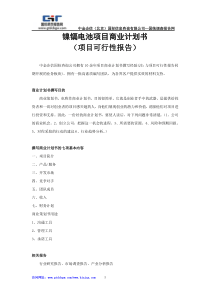 镍镉电池项目商业计划书