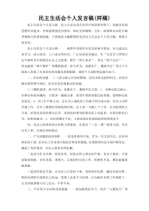 民主生活会个人发言稿(样稿)